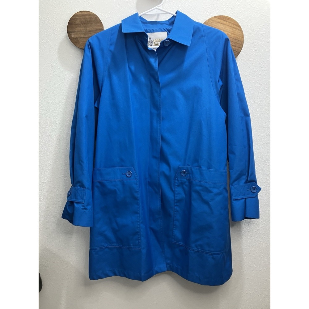 Vintage London Fog Single‎ Breasted Trench Coat STUNNING Blue Size 12P